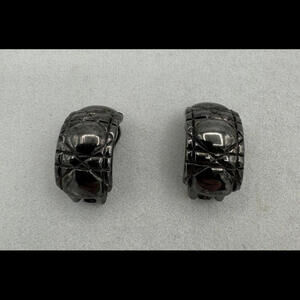 Christian Dior Vintage Black Chrome Clip Earrings